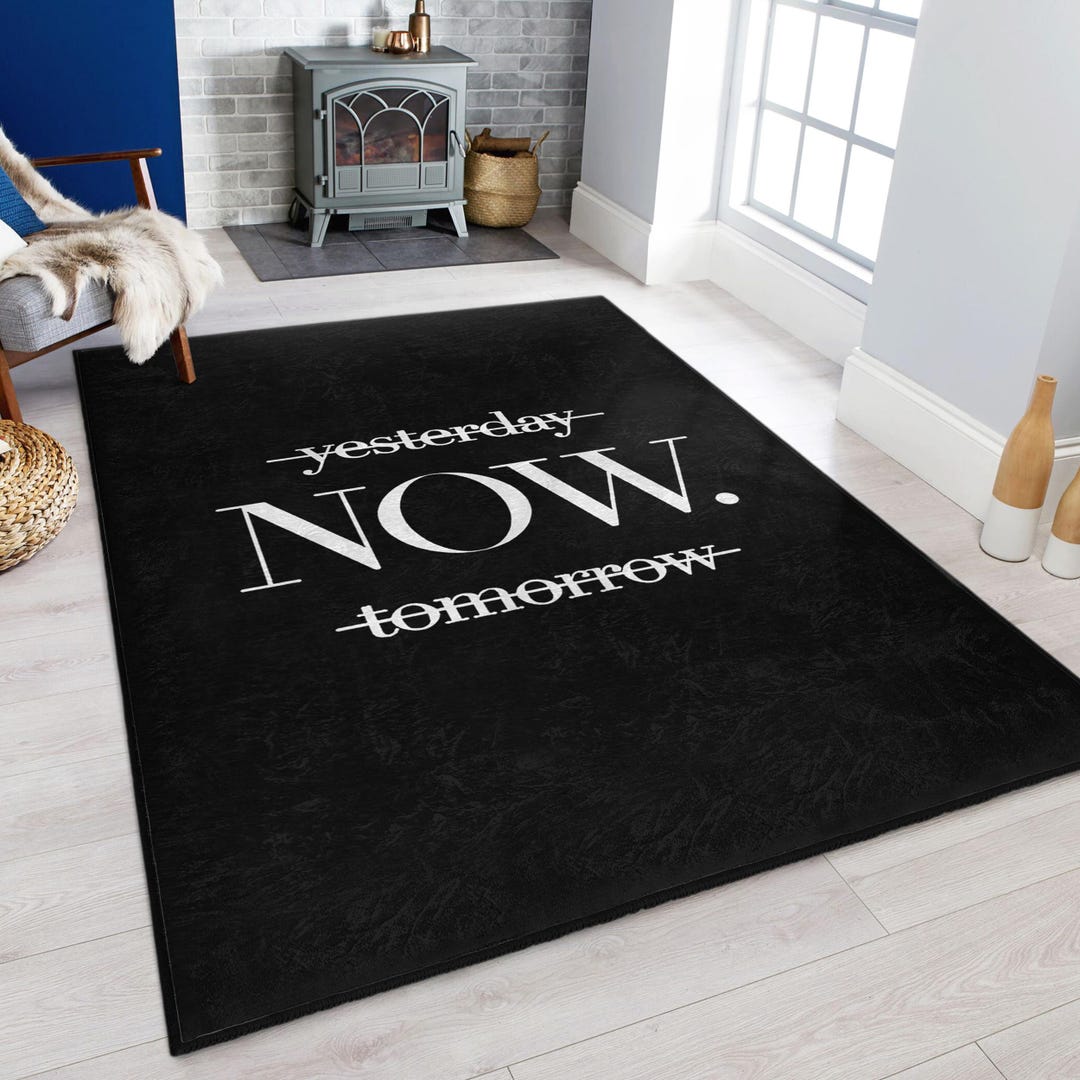 Motivational Quote Area Rug-black Bold Typography Mat-inspirational ...