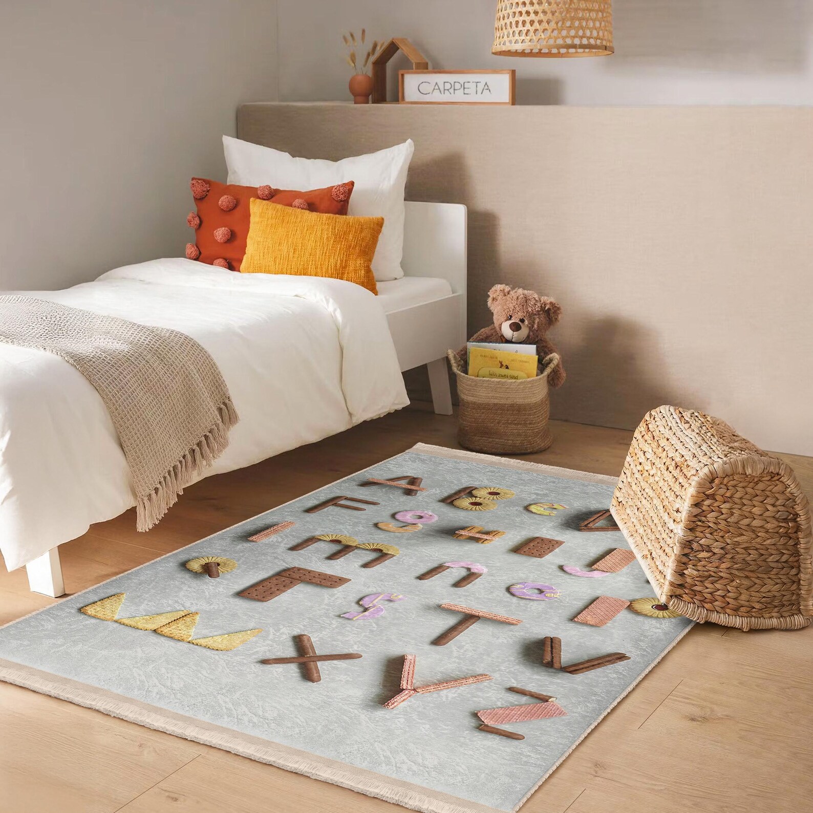 Playful Cookies Alphabet Kids Room Rug -textured Letter Carpet Kid's ...
