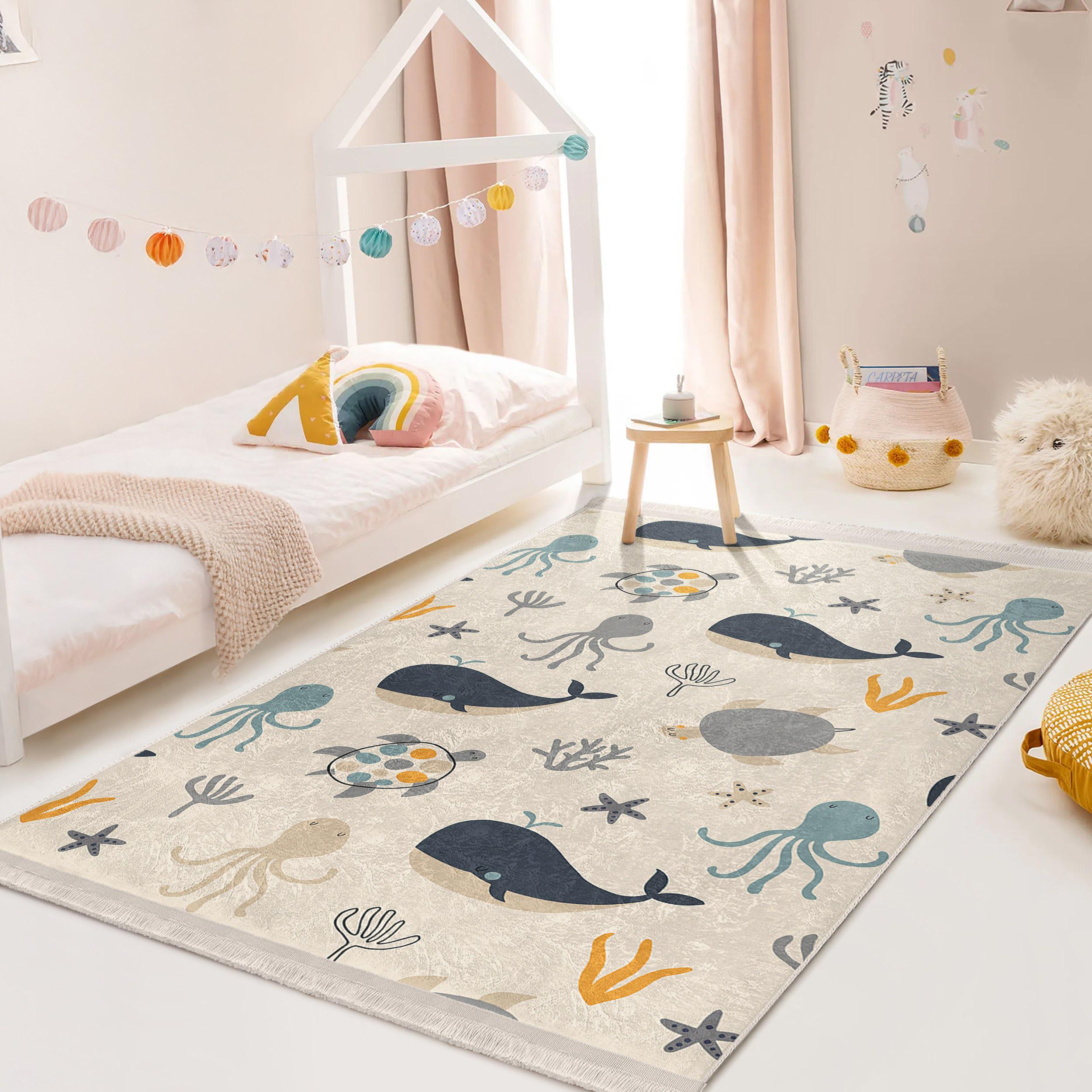 Undersea Creatures Kids Room Rug - Sea Life Octopus Whale Nursery  Decor-playful Childhood Carpet-nautical Ocean Theme Washable Anti-slip Mat  - Etsy Norway