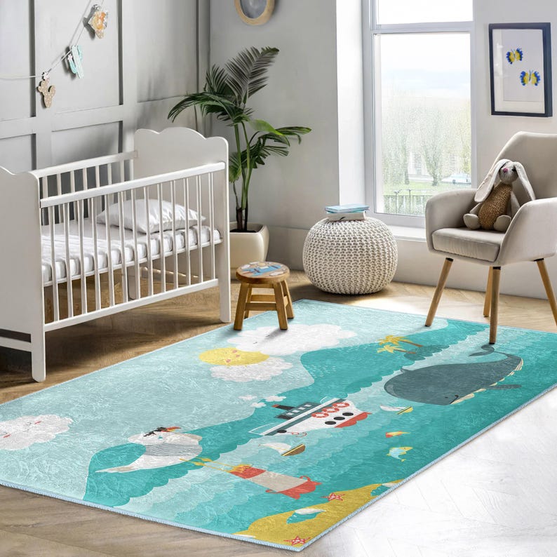 Cartoon Monster Rug Whimsical Nursery Ru Beluga Orca Rug