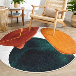 Abstract Colorblocks Round Rug - Geometric Shapes Artistic Circle ...