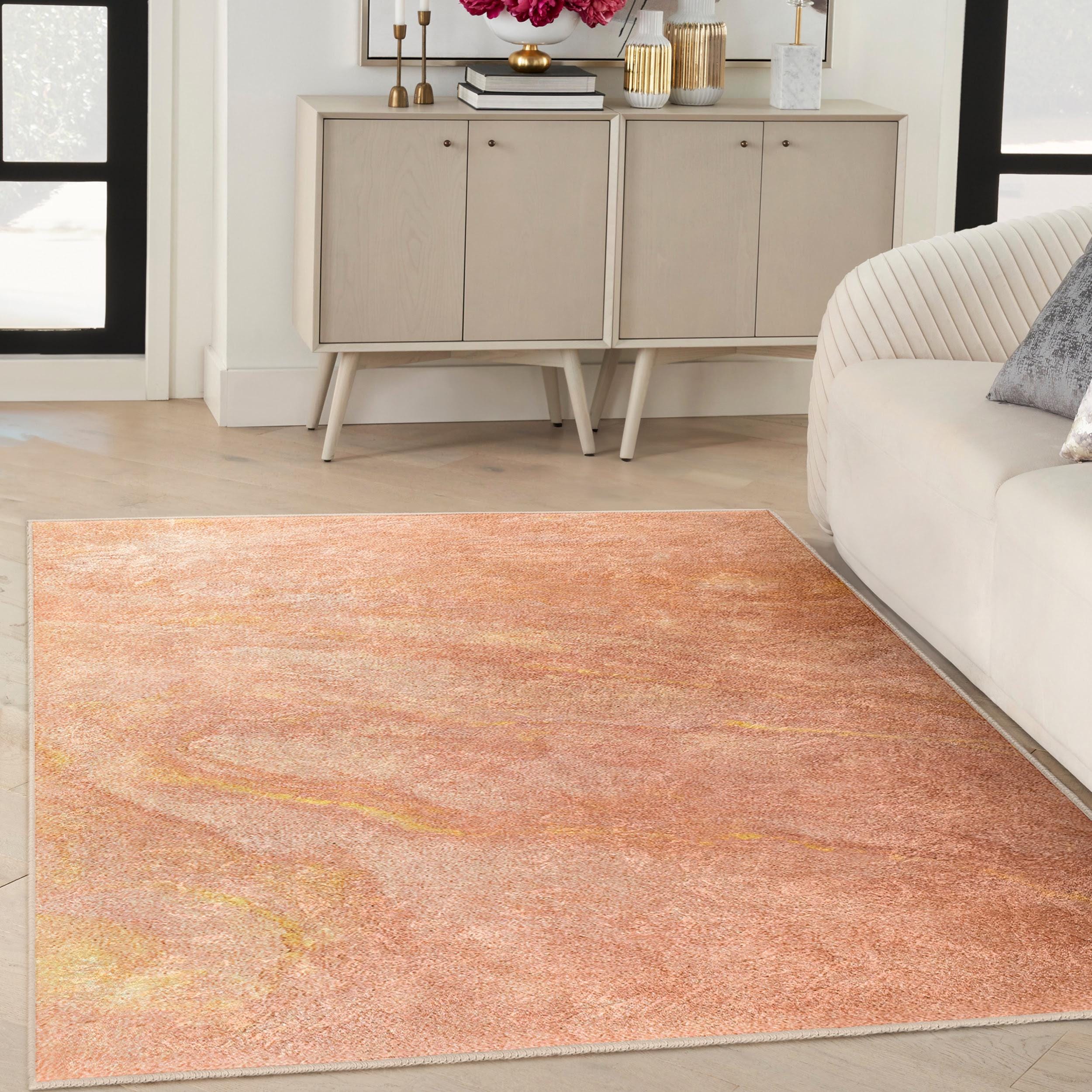 Peach Abstract Rug Swirled Peach Accent Rug - Sandy Swirls Carpet - Peach Living Room ...