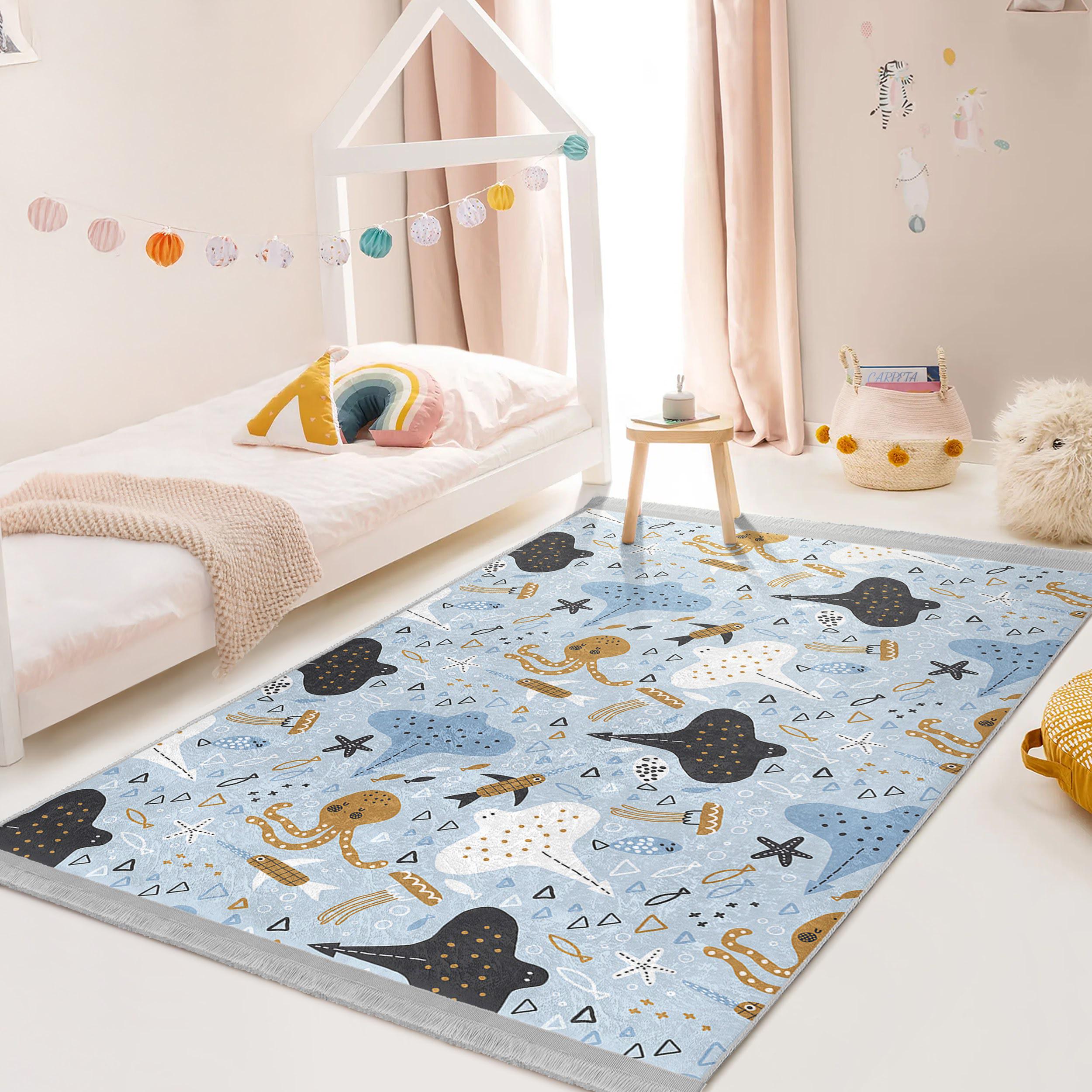 Abstract Underwater Adventure Rug-whimsical Sea Creature Pattern-carpet ...