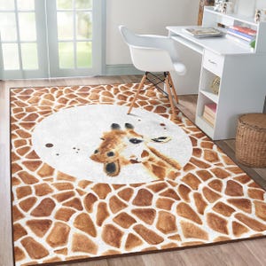Giraffe Print Nursery Rug - Giraffe Spot Pattern Mat-Caramel Safari Area Rug-Playroom Accent Carpet-Kid&#39;s Room Mat-Adorable Animal Theme Rug