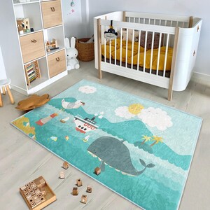 Whimsical Nursery Ru - Ocean Themed Mat  -Cute Newborn Rug