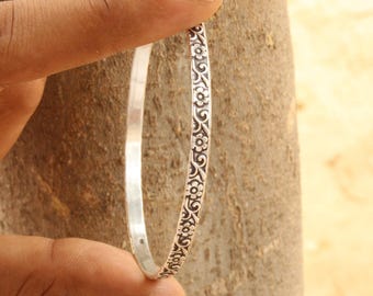Handgemachter Sterling Silber Armreif | Minimalistischer Unisex Schmuck