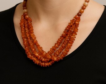 Handgemachte Karneol Splitterkette mit 925 Silber Karabinerverschluss Boho Schmuck