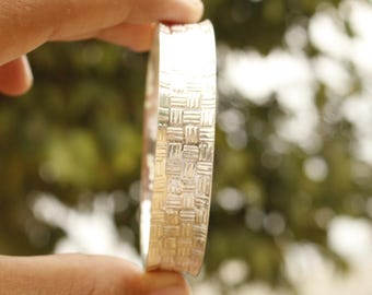 Handmade Sterling Silver Bangle – Solid 925 Silver Bracelet with Unique Design | Stackable Boho Jewelry