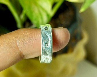 Strukturierte Blume 925 Sterling Silber Bandring | Handgefertigt