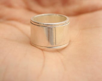 Handgemachte Sterling Silber Spinner Ring - breit Band Schmuck