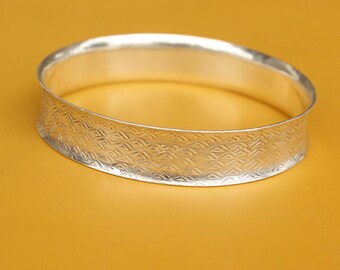 Handgefertigter Sterling Silber Armreif – Massives 925er Silber Armband mit Einzigartigem Design | Stapelbarer Boho Schmuck