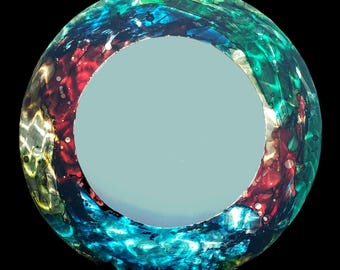 18 inch Round Multicolor Accent Mirror, Wall Decor