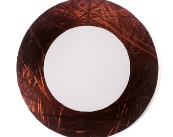 Brown/Orange Brown/Red Metal Accent Wall Mirror, 18 inch.