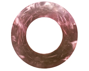 15" Pink Rose Wall Mirror. Reflective Metal Frame.