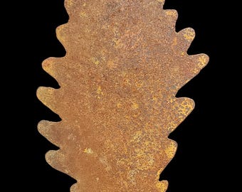 Freehand Cut Metal Decor. Rock Chestnut Oak Leaf. Cut by hand, NO CNC.