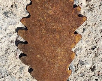 Metal Decor. Rock Chestnut Oak Leaf. Cut by hand.