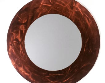 18 inch Steel Mahogany Color Accent Wall Mirror