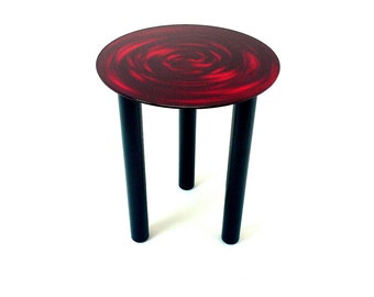 Metal Side Table - Crimson Red with Metal Flake and Pearl - Black Legs