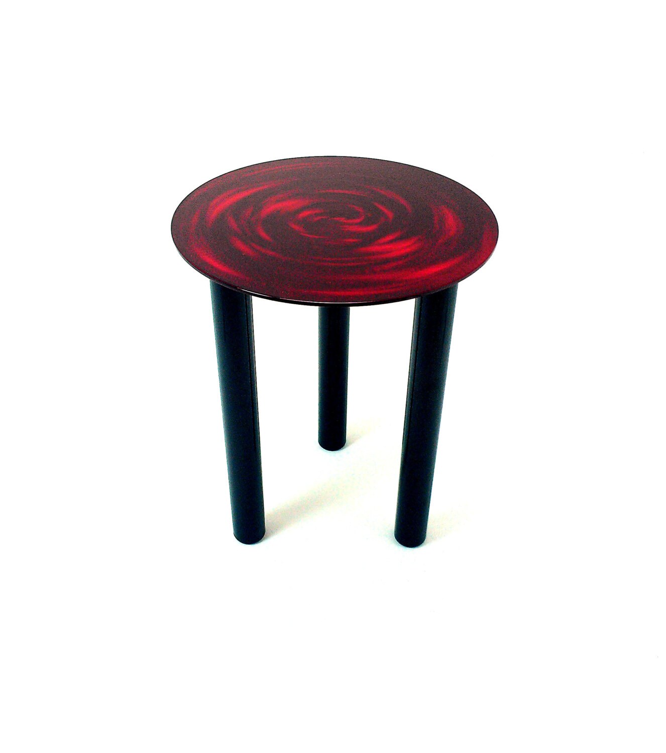 Metal Side Table - Crimson Red with Metal Flake and Pearl - Black Legs