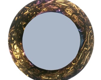 23 inch Handcut Steel Frame Shimmering Patina Accent Mirror