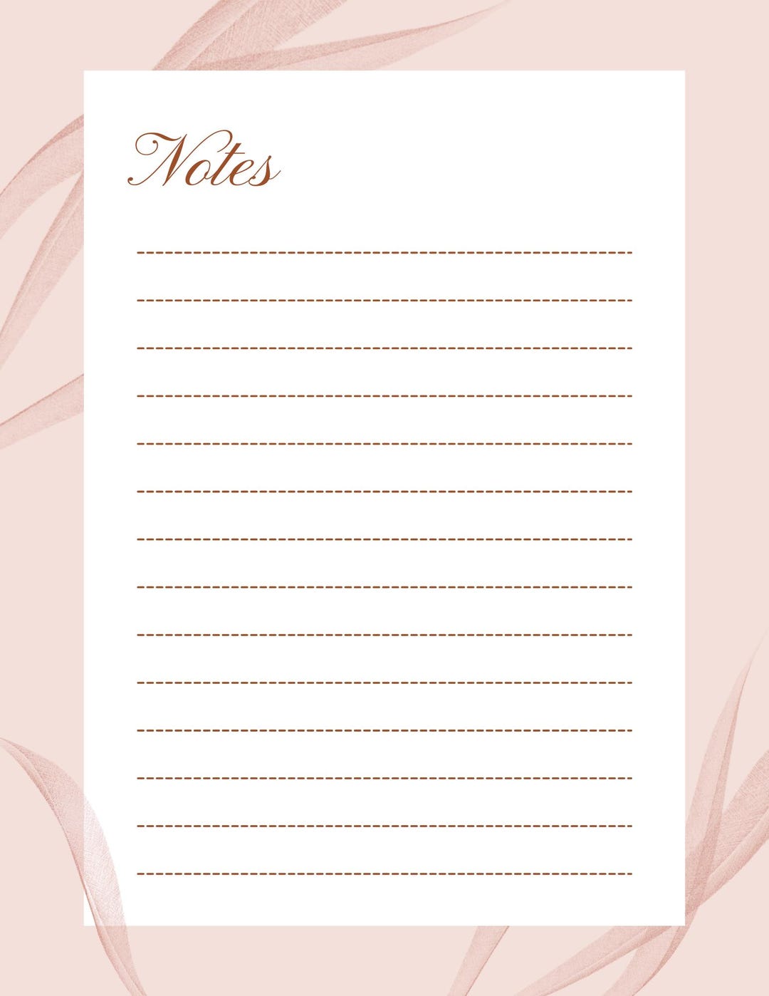 Pink Notes Template Printable Page | 5 Page Styles | Digital Stationery ...
