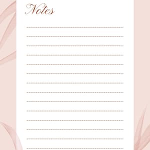 Pink Notes Template Printable Page | 5 Page Styles | Digital Stationery PDF | US Letter & A4 Sizes | Cute Pink Notepad for School or Work