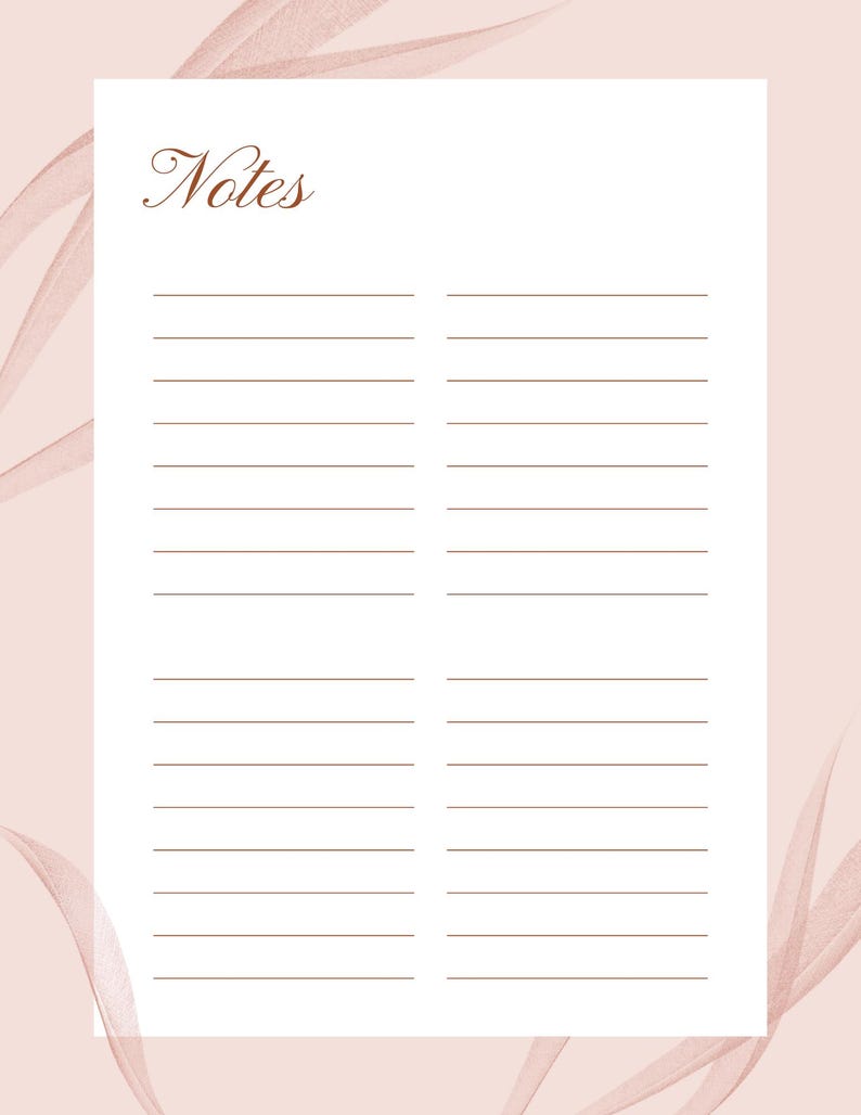 Pink Notes Template Printable Page | 5 Page Styles | Digital Stationery ...