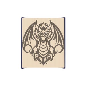 Può includere: Oggetto rettangolare beige con un disegno di drago nero. Il drago ha ali, un volto dettagliato e un corpo strutturato, creato con linee verticali. Il design conferisce un aspetto strutturato unico. Bordo blu scuro.