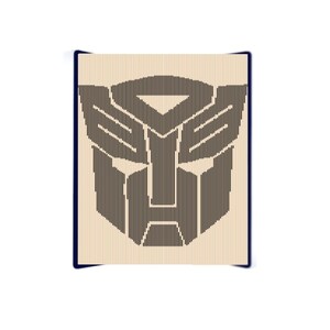 May include: A black and white line art image of the Transformers logo. The logo is a stylized robot face with a triangular head and a rectangular body.