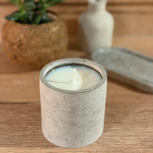 Concrete Candle - Natural Soy Wax Candle in Minimalist Concrete Holder - Eco-Friendly Home Decor Gift