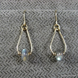 Gold-filled Sterling Silver - Labradorite Gold-filled Earrings, Small Teardrop Earrings, Labradorite Sterling Silver Earrings