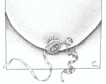 Print of a Pen and Ink Drawing of a Balloon, Giclee Print from Original Drawing
