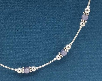 Sterling Silver Lavender Amethyst Necklace, Light Amethyst Beaded Necklace, Handmade Gemstone Necklace, February Birthstone