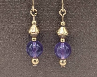 Gold-filled Amethyst Earrings, Small Amethyst Earrings, Gemstone Dangle Earrings, February Birthstone