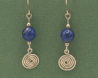 Gold-filled Lapis Lazuli Earrings, Lightweight Small Dangle Earrings