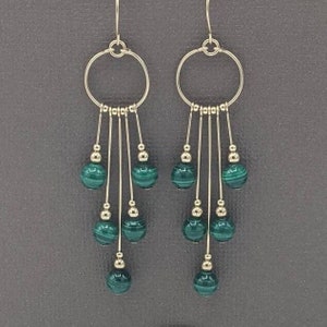 Gold-filled Malachite Earrings, Malachite Dangle Earrings, Gemstone Earrings