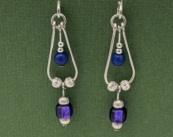 Pendientes colgantes de lágrima de lapislázuli hechos a mano en plata de ley