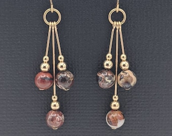 Gold-filled Poppy Jasper Dangle Earrings, Gold Jasper Earrings, Symmetrical Dangle Earrings