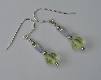Sterling Silver Glass Earrings, Colorful Beaded Earrings, Dangle Earrings