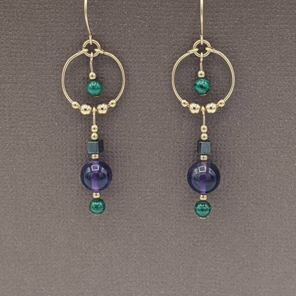 Stud Earrings Malachite O Gold Filled Malachite Stones - Amy Tamblyn