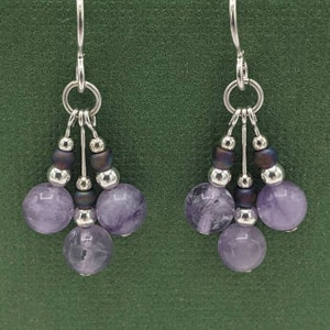 Sterling Silver Lavender Amethyst Earrings, Beaded Dangle Earrings, Handmade Amethyst Earrings