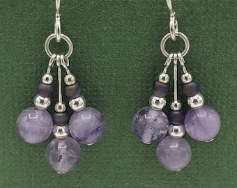 Sterling Silver Lavender Amethyst Dangle Earrings, Handmade