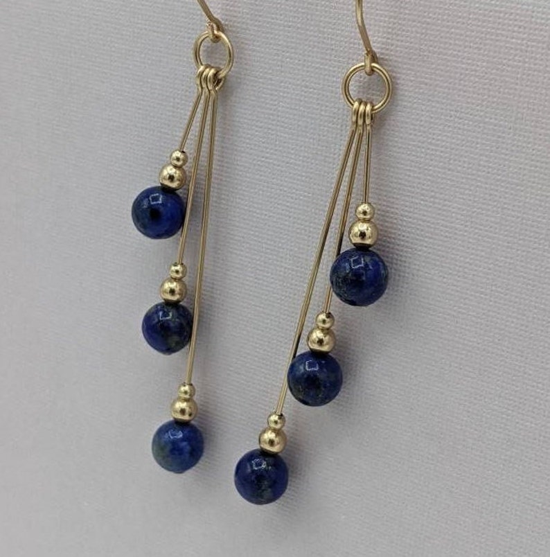 Gold-filled Lapis Lazuli Earrings Asymmetrical Dangle - Etsy
