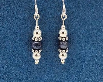 Sterling Silver Sapphire Earrings, Handmade Delicate Dangle Earrings, Pretty Petite Gemstone Jewelry