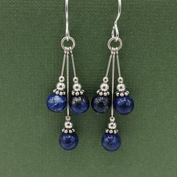 •STRAY• lapis + silver dangle earrings