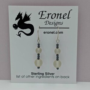 Sterling Silver Frosted Glass and Hematite Dangle Earrings image 5