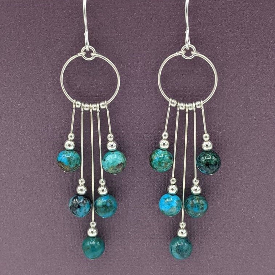 •STRAY• malachite chrysocolla + silver earrings