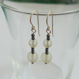 Sterling Silver Frosted Glass and Hematite Dangle Earrings image 4