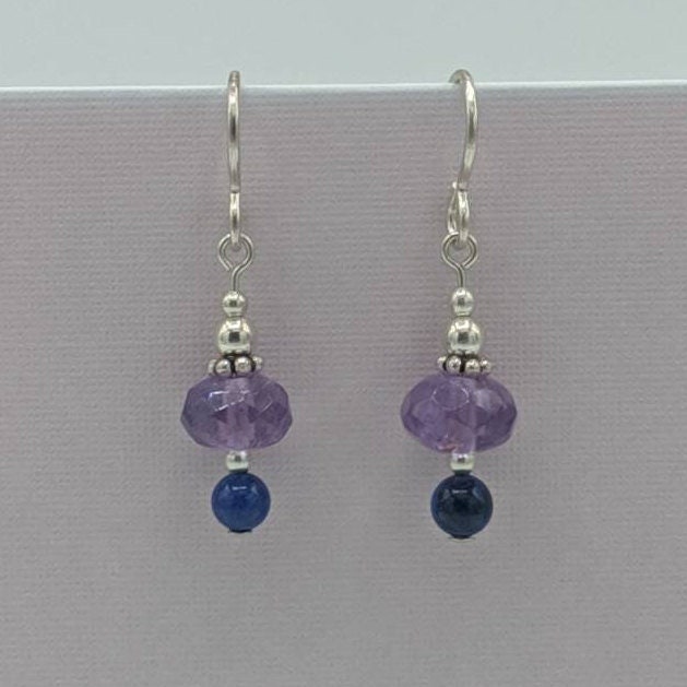 Sterling Silver Amethyst and Lapis Lazuli Earrings Lapis and | Etsy