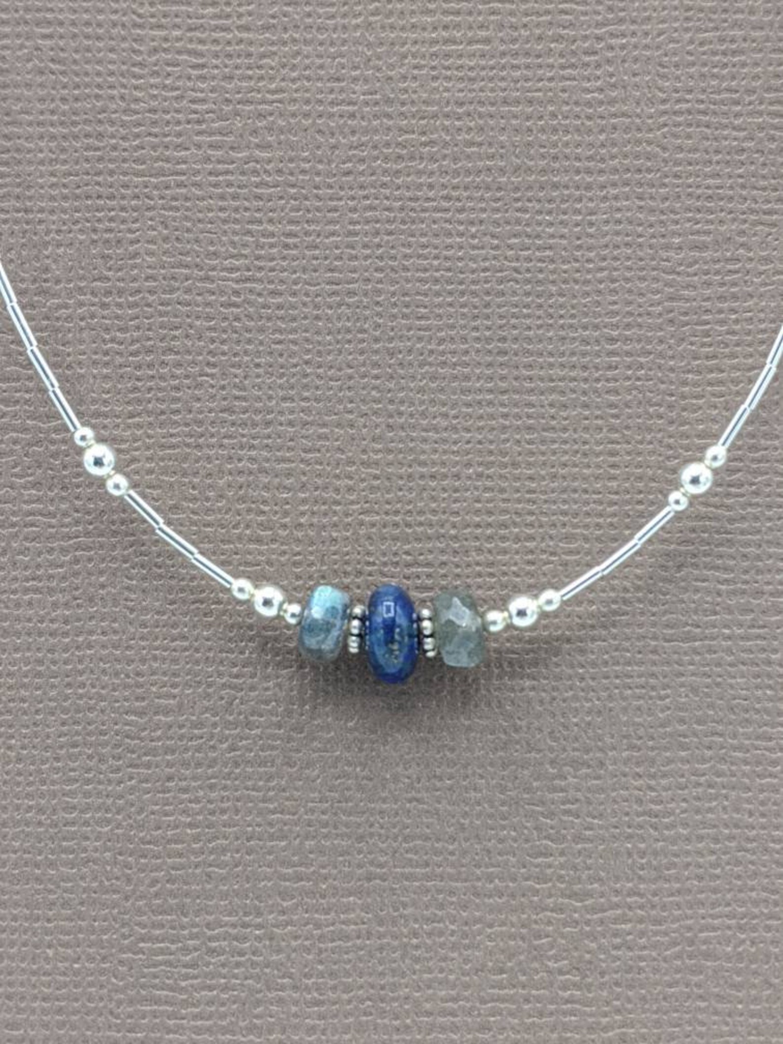•NYX• lapis + labradorite mixed metal necklace (26